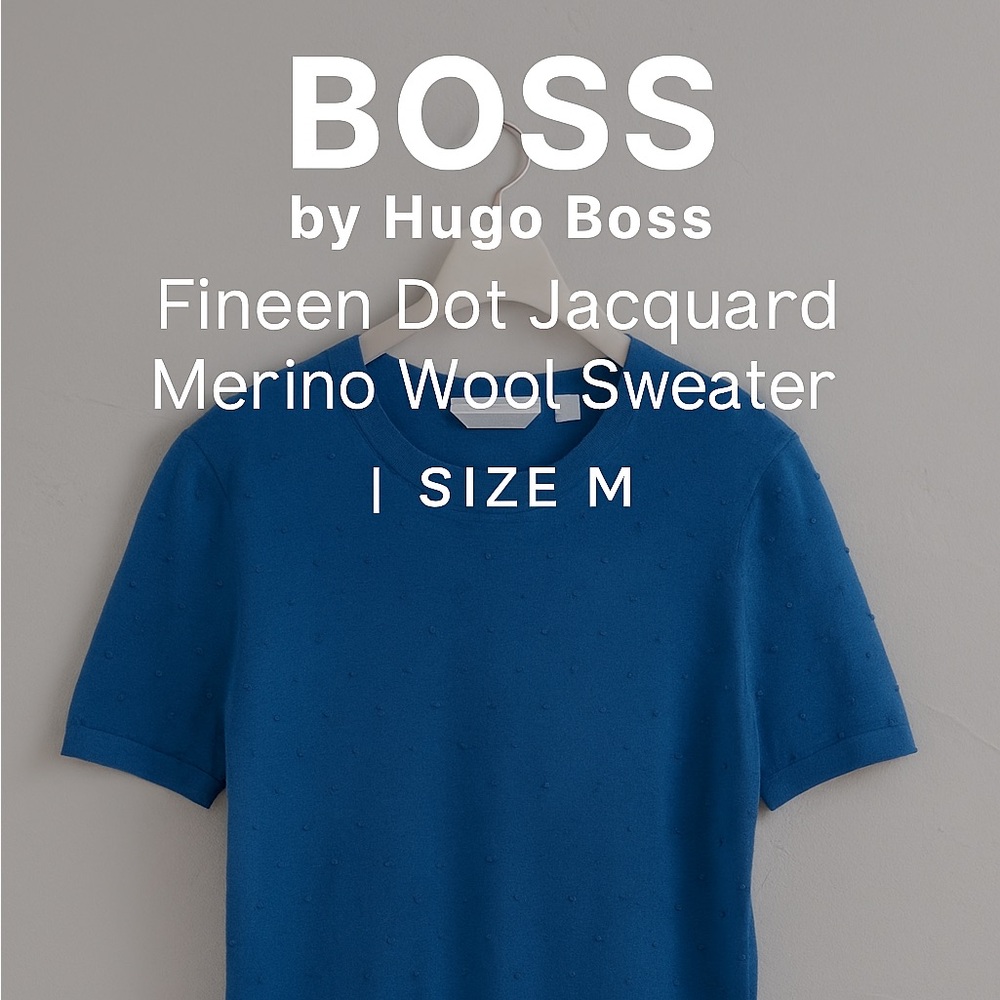 BOSS by Hugo Boss Fineen Dot Jacquard Merino Wool Sweater | Size M